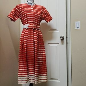 Vintage Cali Girl Dorothy Samuel Red Stripe Dress